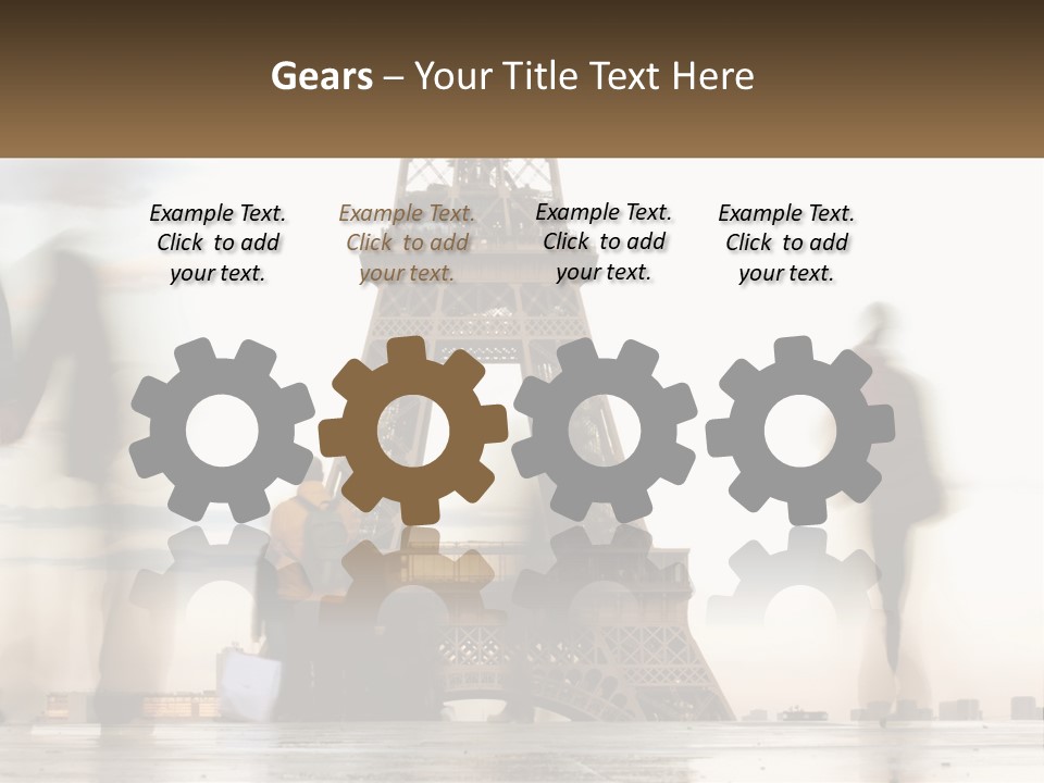 A Group Of People Standing In Front Of The Eiffel Tower PowerPoint Template