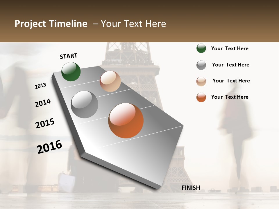 A Group Of People Standing In Front Of The Eiffel Tower PowerPoint Template
