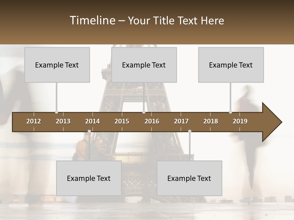 A Group Of People Standing In Front Of The Eiffel Tower PowerPoint Template
