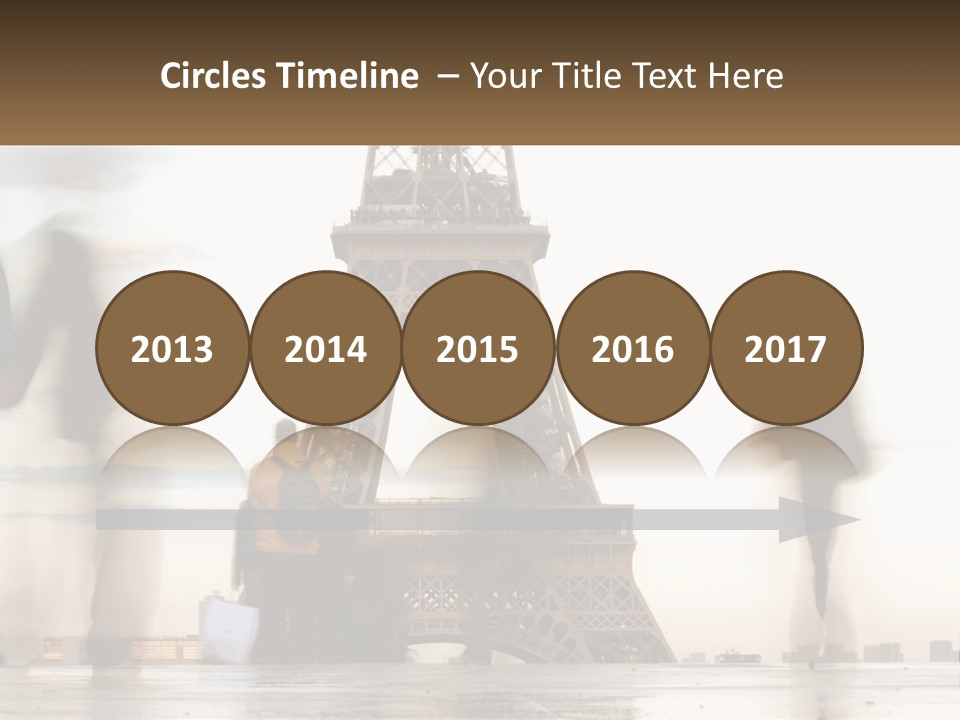 A Group Of People Standing In Front Of The Eiffel Tower PowerPoint Template