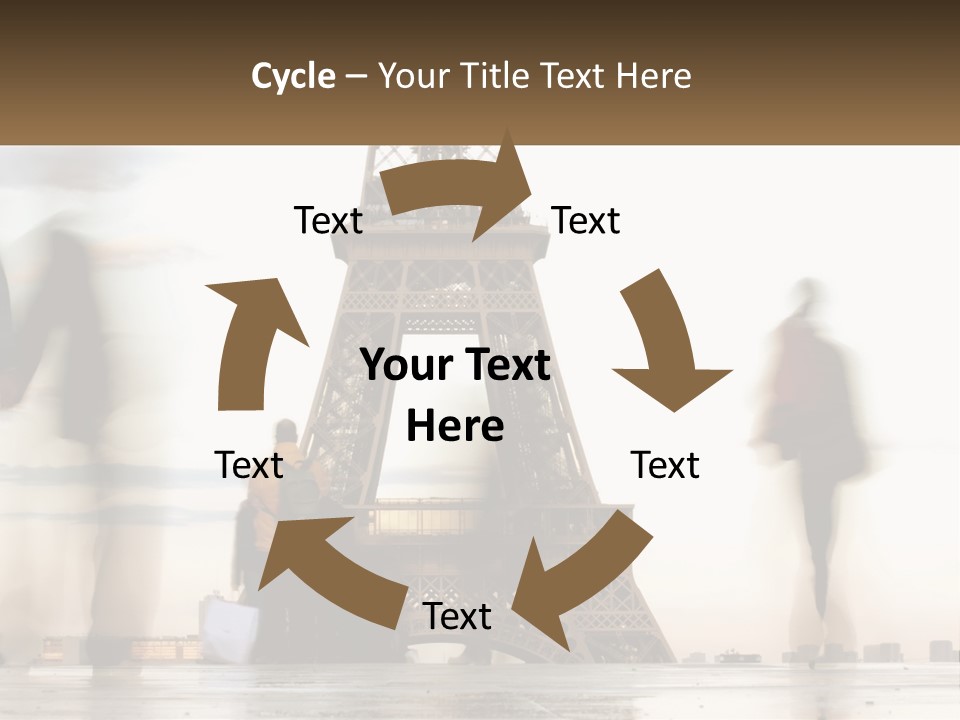 A Group Of People Standing In Front Of The Eiffel Tower PowerPoint Template