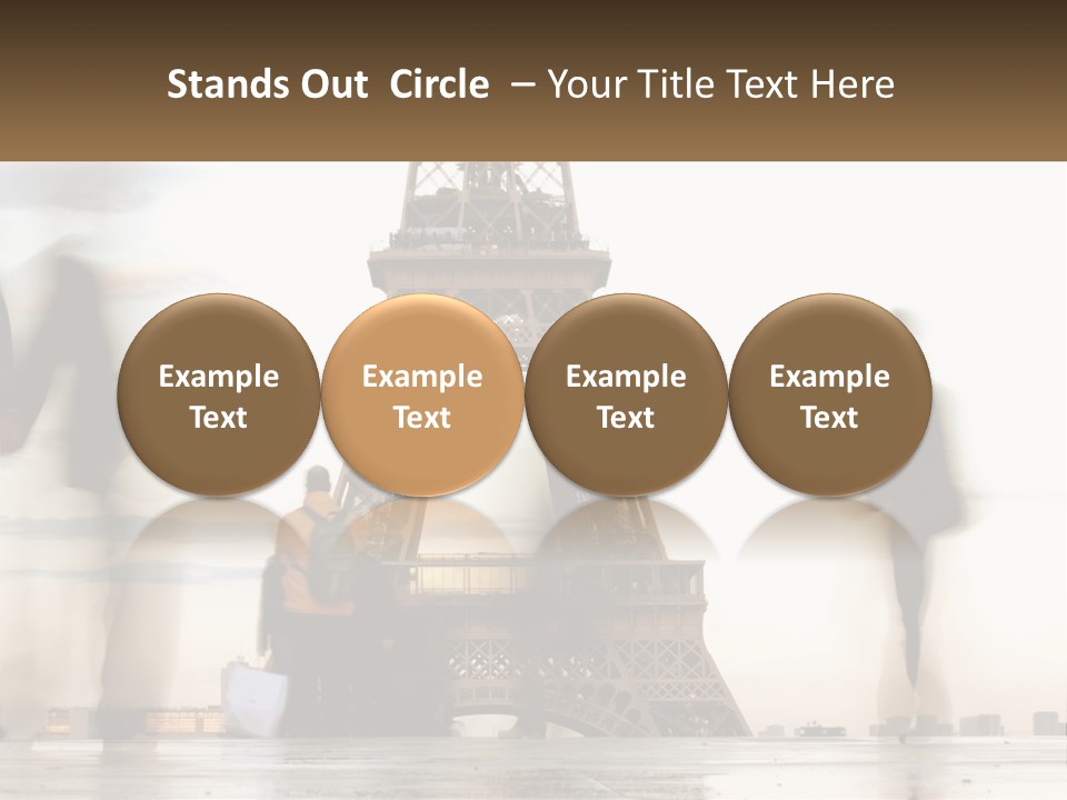 A Group Of People Standing In Front Of The Eiffel Tower PowerPoint Template