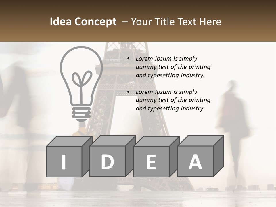 A Group Of People Standing In Front Of The Eiffel Tower PowerPoint Template