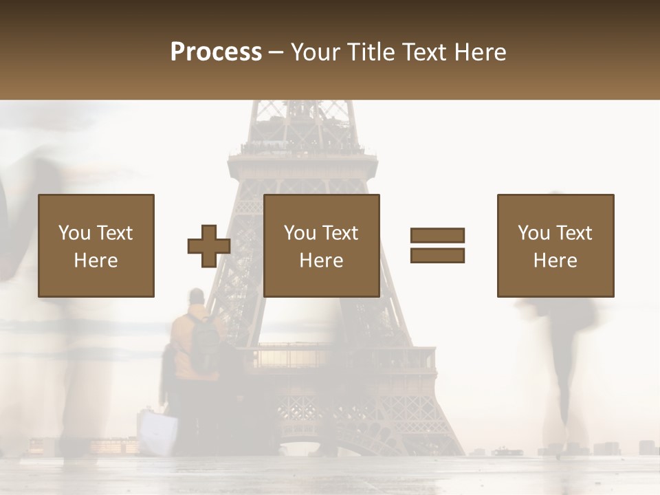 A Group Of People Standing In Front Of The Eiffel Tower PowerPoint Template