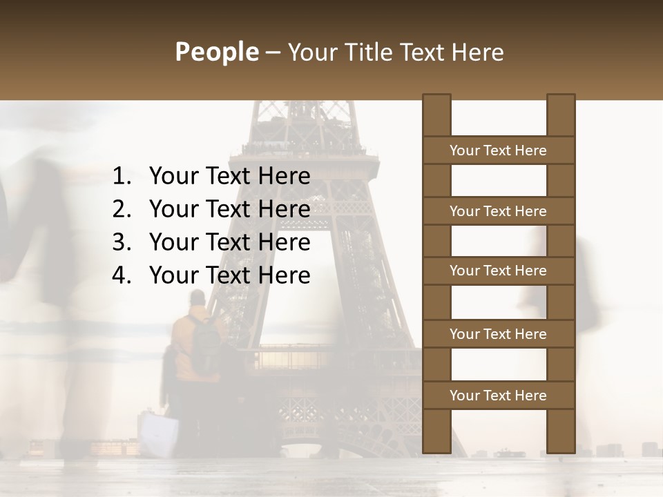 A Group Of People Standing In Front Of The Eiffel Tower PowerPoint Template