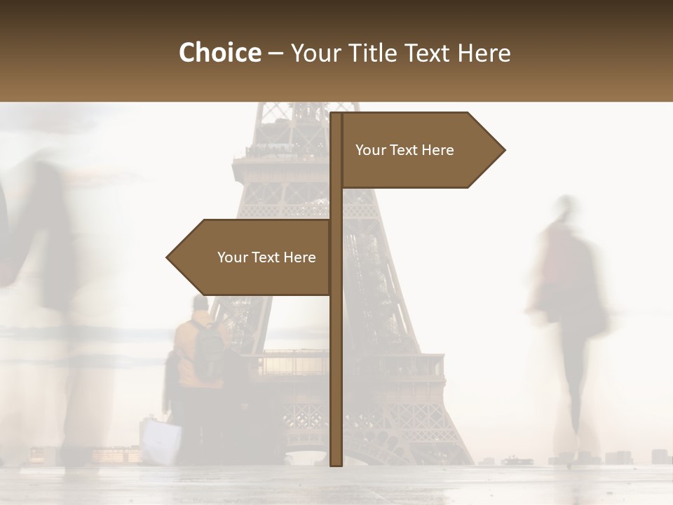 A Group Of People Standing In Front Of The Eiffel Tower PowerPoint Template