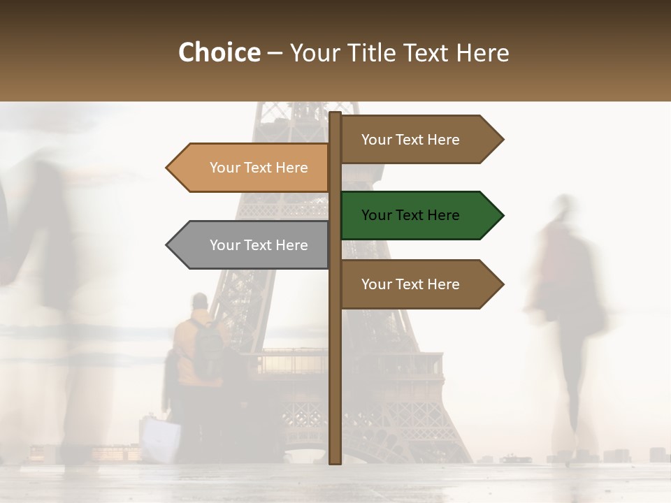 A Group Of People Standing In Front Of The Eiffel Tower PowerPoint Template