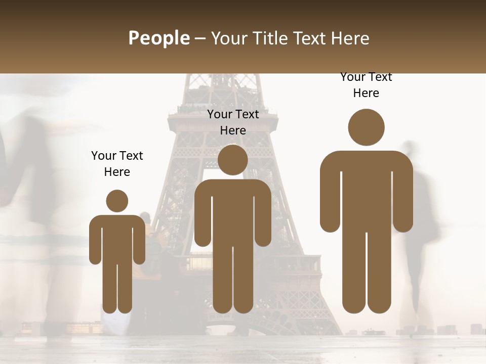 A Group Of People Standing In Front Of The Eiffel Tower PowerPoint Template