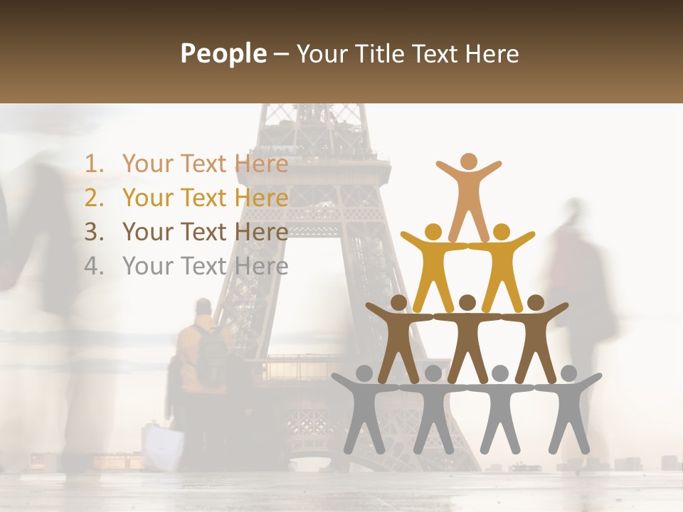 A Group Of People Standing In Front Of The Eiffel Tower PowerPoint Template