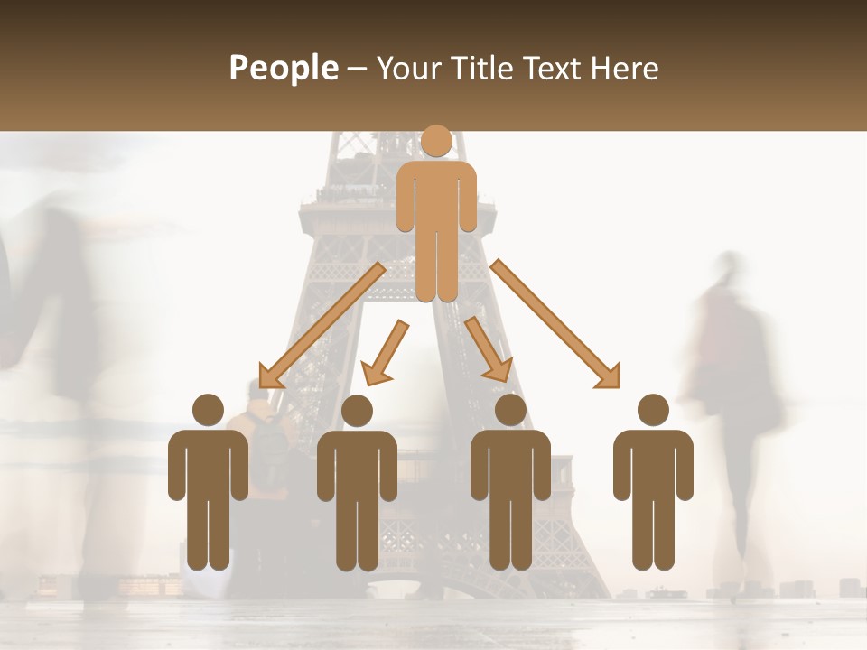 A Group Of People Standing In Front Of The Eiffel Tower PowerPoint Template