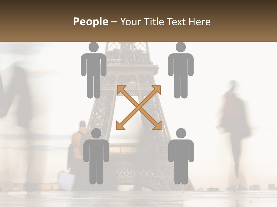 A Group Of People Standing In Front Of The Eiffel Tower PowerPoint Template