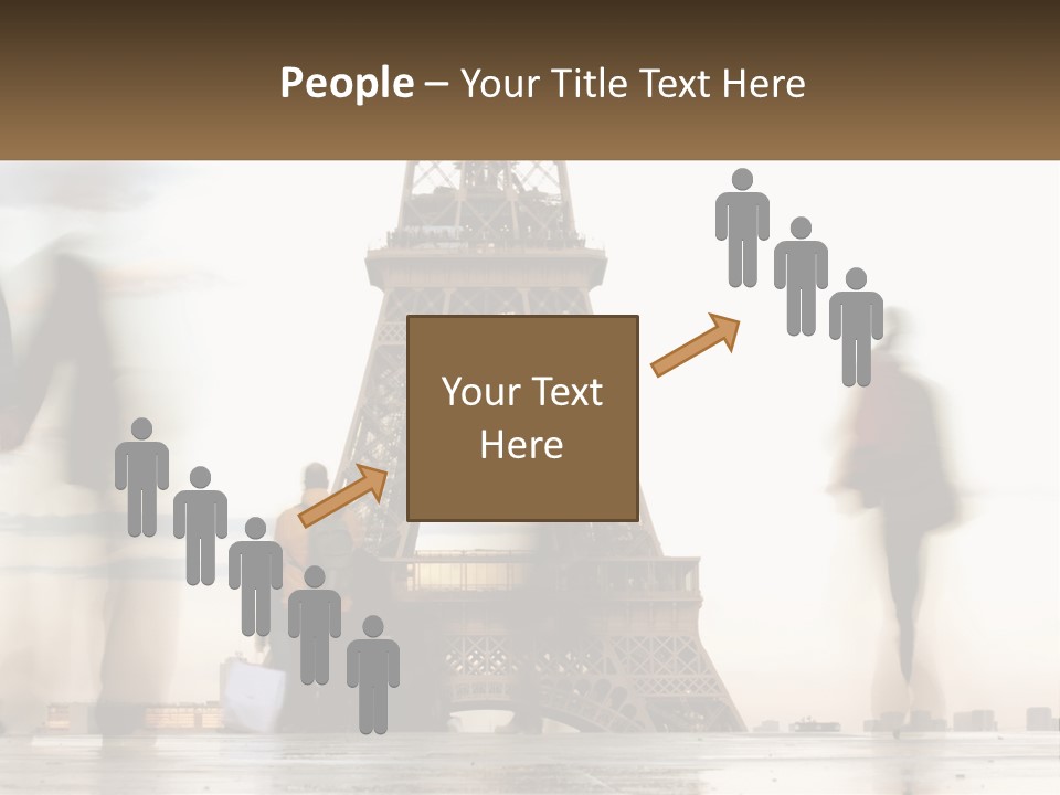 A Group Of People Standing In Front Of The Eiffel Tower PowerPoint Template