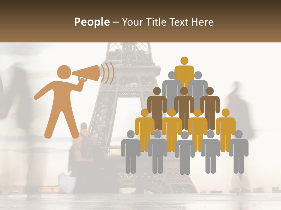 A Group Of People Standing In Front Of The Eiffel Tower PowerPoint Template
