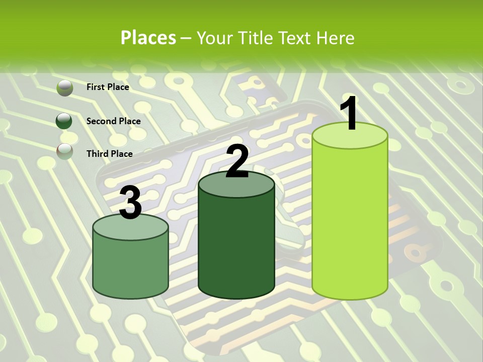 A Computer Circuit Board With A Key On It PowerPoint Template