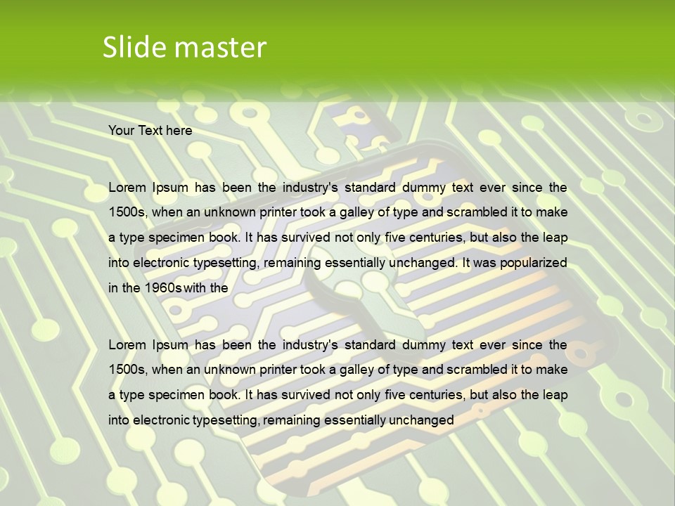 A Computer Circuit Board With A Key On It PowerPoint Template