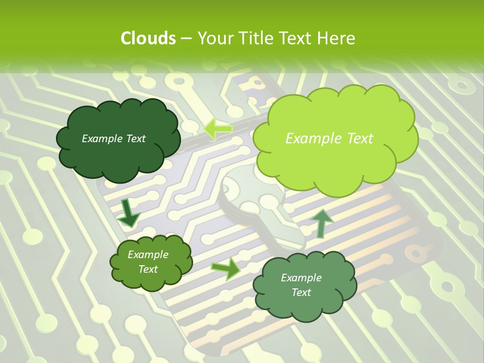 A Computer Circuit Board With A Key On It PowerPoint Template