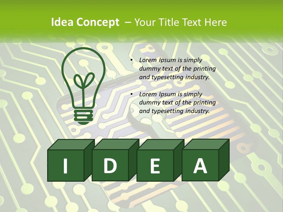 A Computer Circuit Board With A Key On It PowerPoint Template