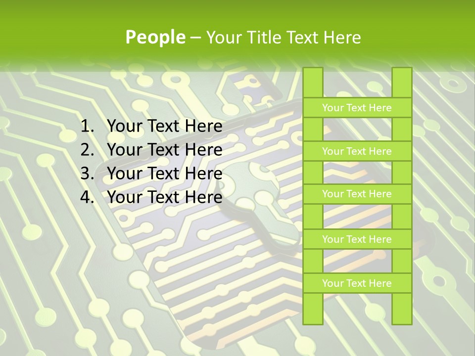 A Computer Circuit Board With A Key On It PowerPoint Template