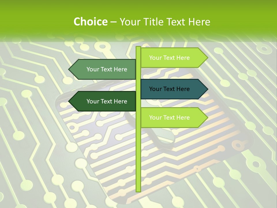 A Computer Circuit Board With A Key On It PowerPoint Template