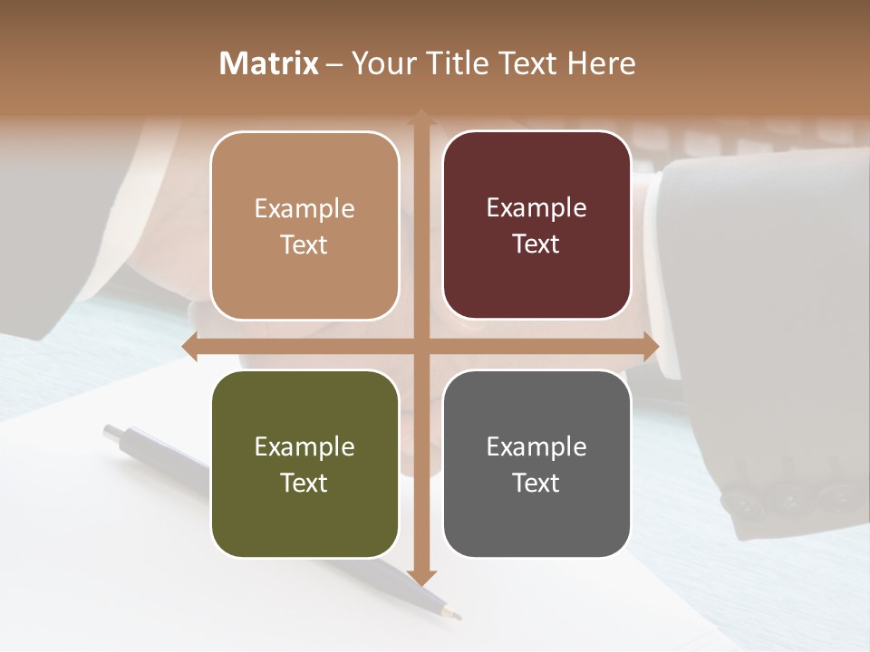 Two People Shaking Hands In Front Of A Keyboard PowerPoint Template