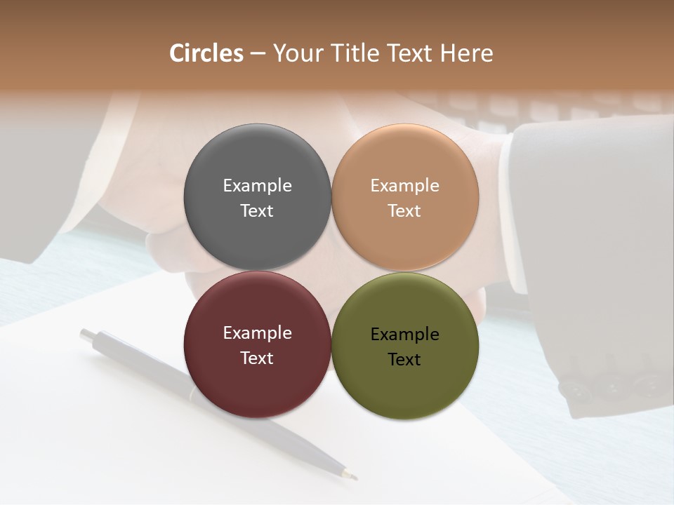 Two People Shaking Hands In Front Of A Keyboard PowerPoint Template