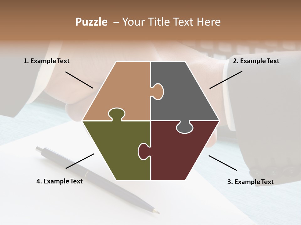 Two People Shaking Hands In Front Of A Keyboard PowerPoint Template