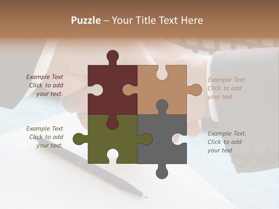 Two People Shaking Hands In Front Of A Keyboard PowerPoint Template