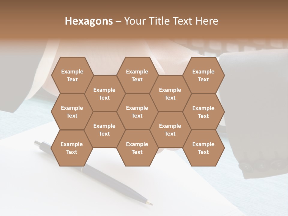 Two People Shaking Hands In Front Of A Keyboard PowerPoint Template
