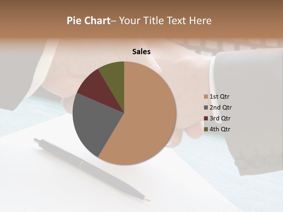 Two People Shaking Hands In Front Of A Keyboard PowerPoint Template