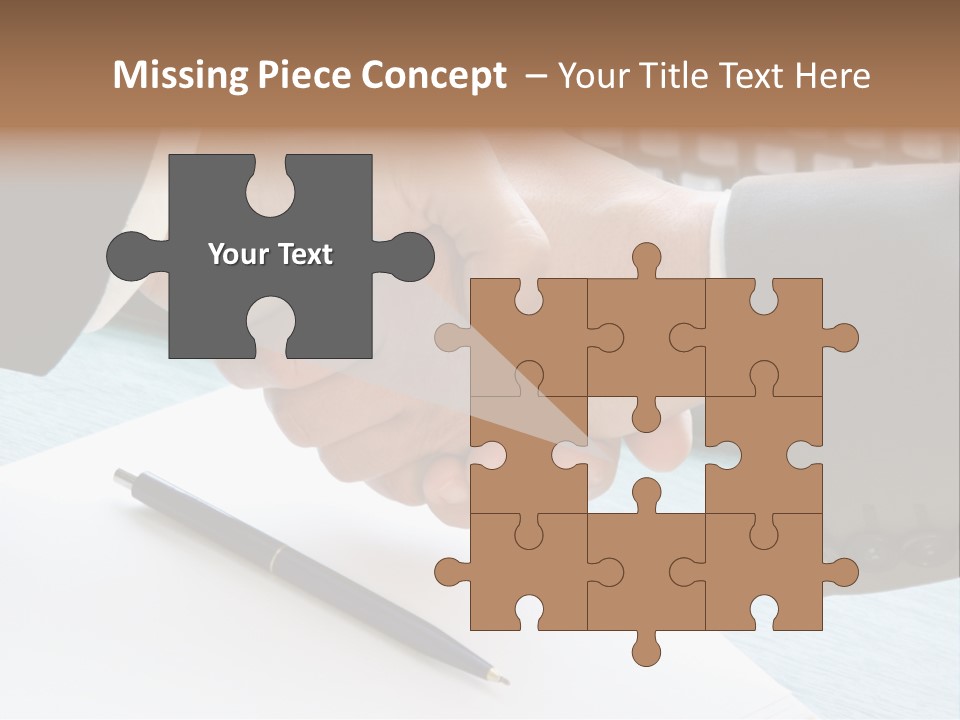 Two People Shaking Hands In Front Of A Keyboard PowerPoint Template