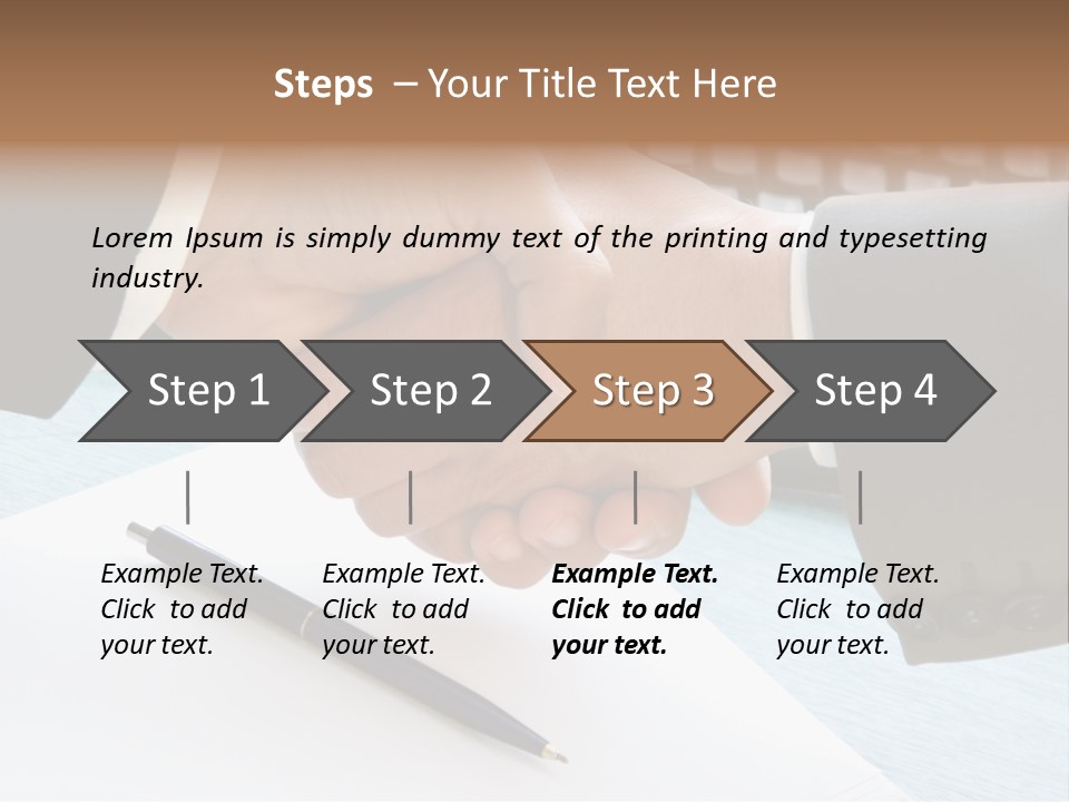 Two People Shaking Hands In Front Of A Keyboard PowerPoint Template