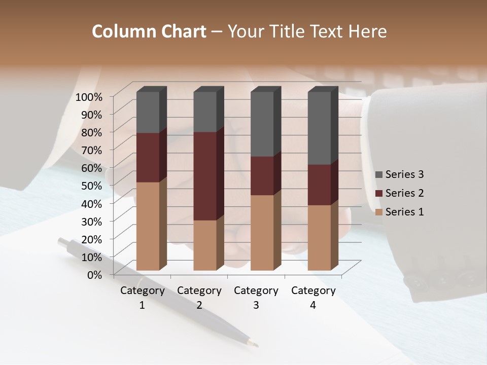Two People Shaking Hands In Front Of A Keyboard PowerPoint Template