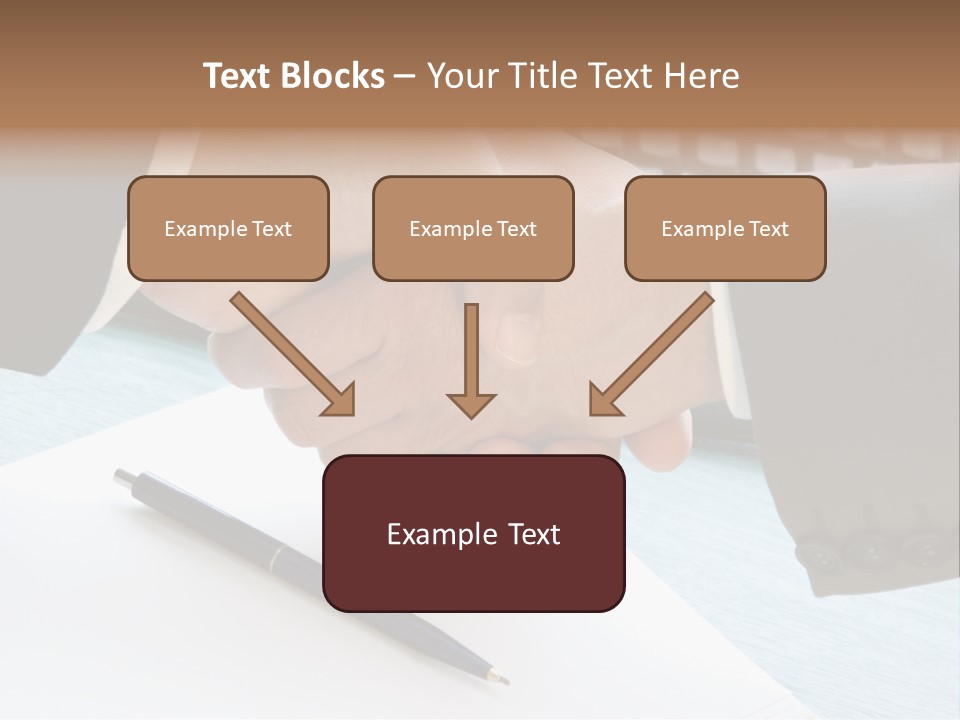 Two People Shaking Hands In Front Of A Keyboard PowerPoint Template