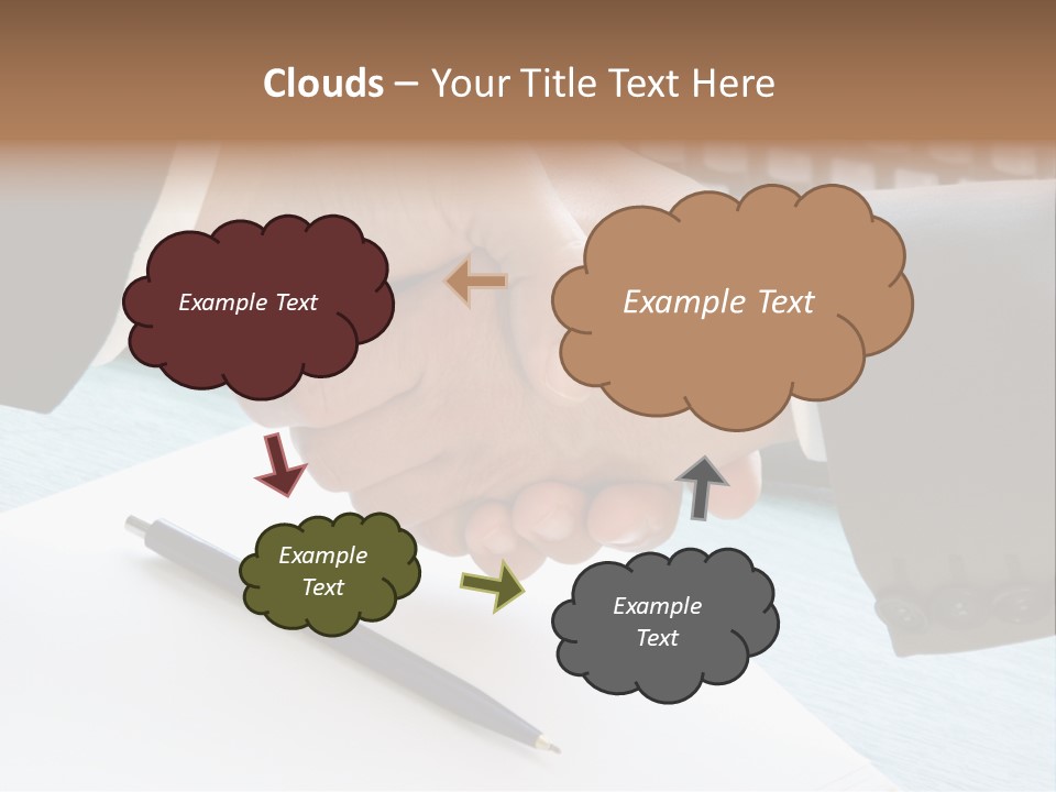 Two People Shaking Hands In Front Of A Keyboard PowerPoint Template