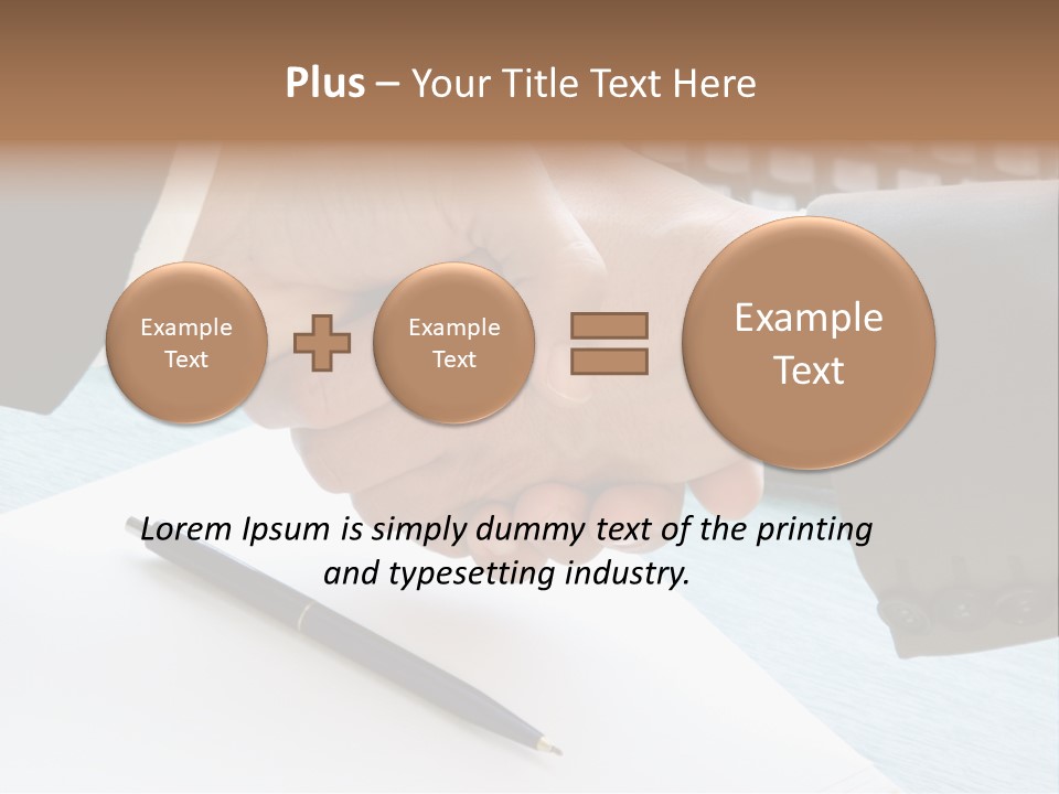 Two People Shaking Hands In Front Of A Keyboard PowerPoint Template