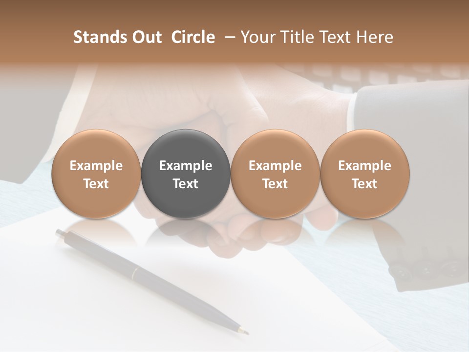 Two People Shaking Hands In Front Of A Keyboard PowerPoint Template