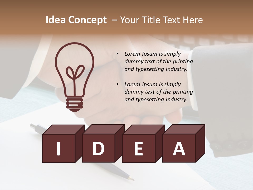 Two People Shaking Hands In Front Of A Keyboard PowerPoint Template