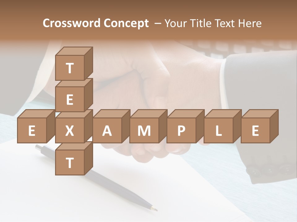 Two People Shaking Hands In Front Of A Keyboard PowerPoint Template