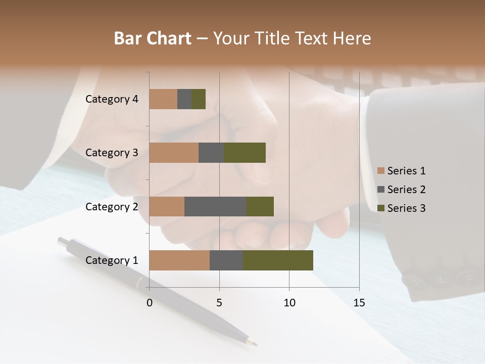 Two People Shaking Hands In Front Of A Keyboard PowerPoint Template