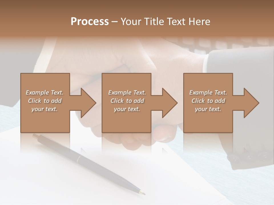 Two People Shaking Hands In Front Of A Keyboard PowerPoint Template