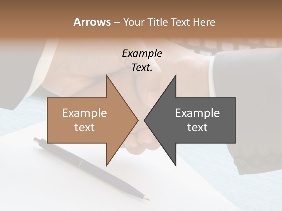 Two People Shaking Hands In Front Of A Keyboard PowerPoint Template