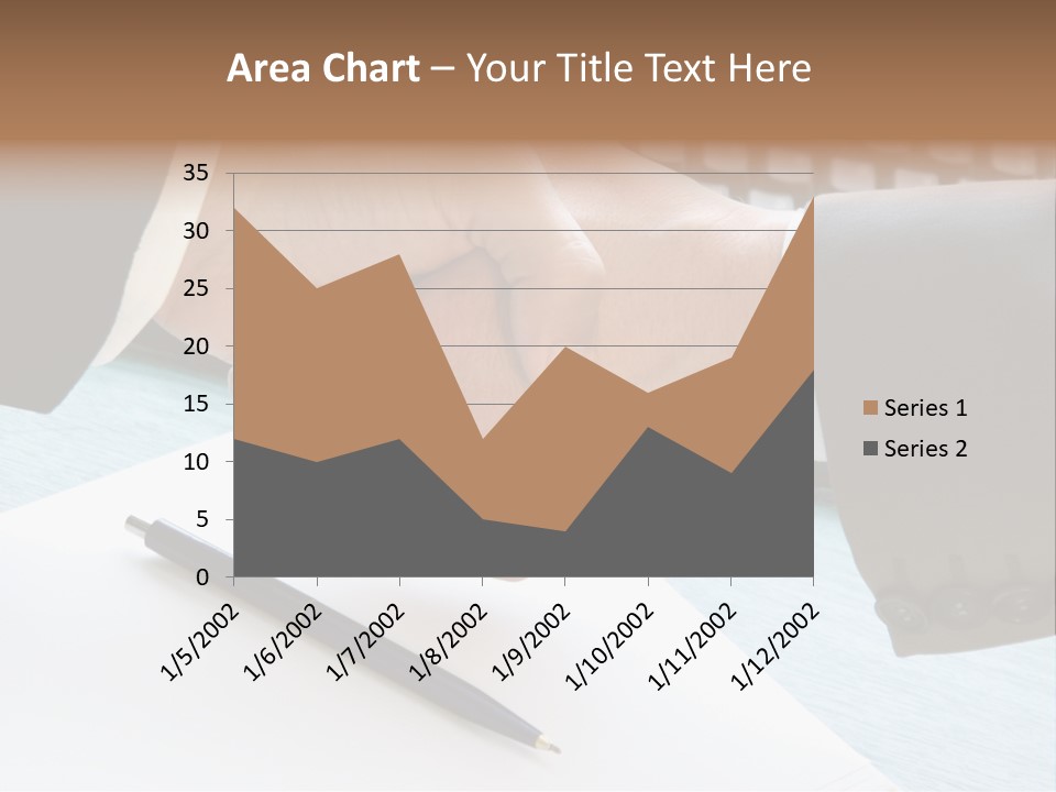 Two People Shaking Hands In Front Of A Keyboard PowerPoint Template