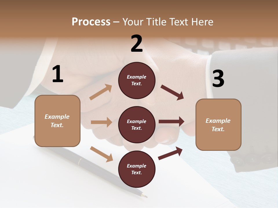 Two People Shaking Hands In Front Of A Keyboard PowerPoint Template