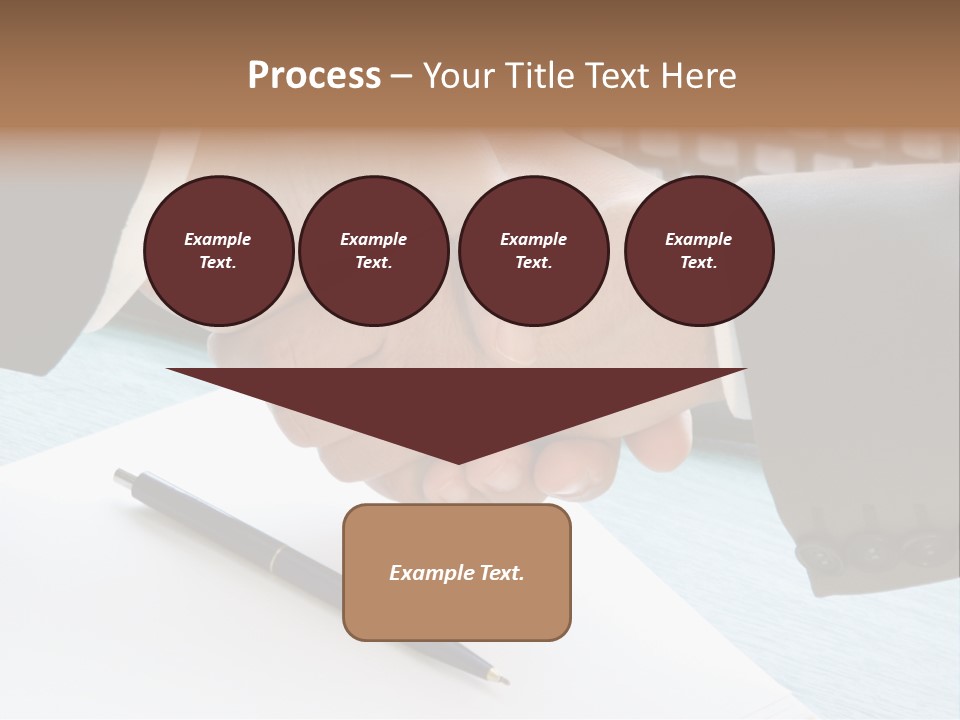Two People Shaking Hands In Front Of A Keyboard PowerPoint Template