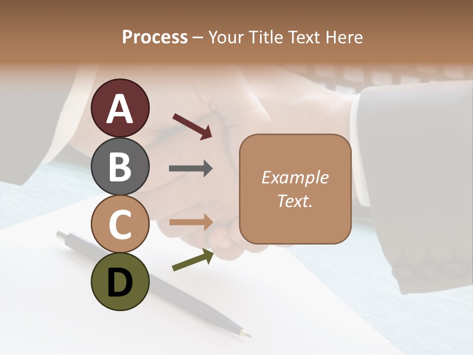 Two People Shaking Hands In Front Of A Keyboard PowerPoint Template