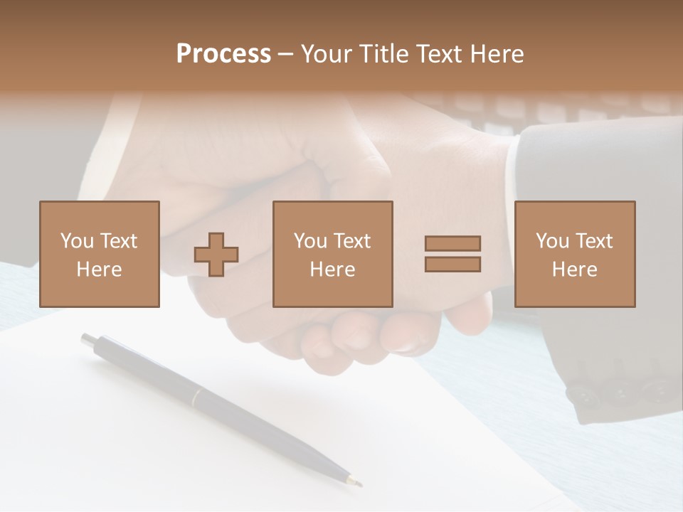 Two People Shaking Hands In Front Of A Keyboard PowerPoint Template