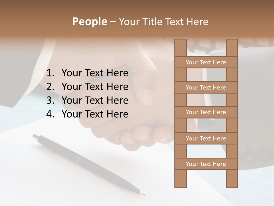 Two People Shaking Hands In Front Of A Keyboard PowerPoint Template