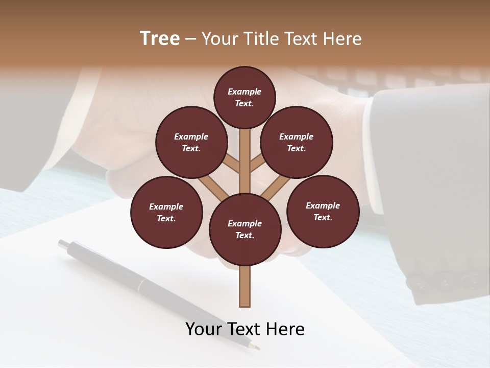 Two People Shaking Hands In Front Of A Keyboard PowerPoint Template