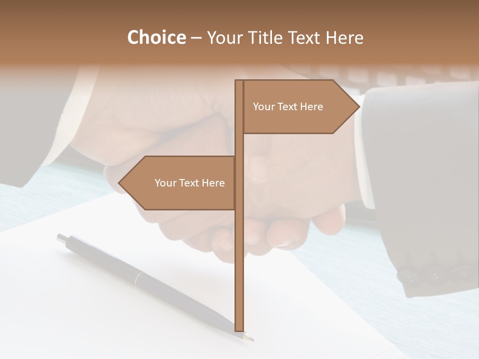 Two People Shaking Hands In Front Of A Keyboard PowerPoint Template