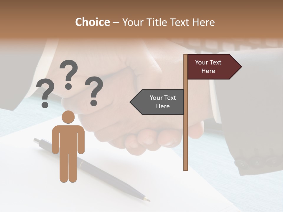 Two People Shaking Hands In Front Of A Keyboard PowerPoint Template